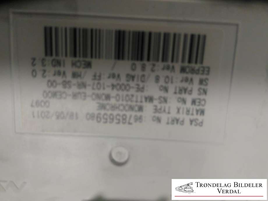 Instrumentpanel til Peugeot 508 2011-2014 (Type I, Fase 1)  (9800420280|)