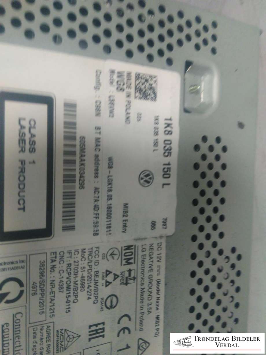 Bilstereo navigasjon til VW Caddy 2015-2020 (Type III, Fase 3) (1K8035150L|)