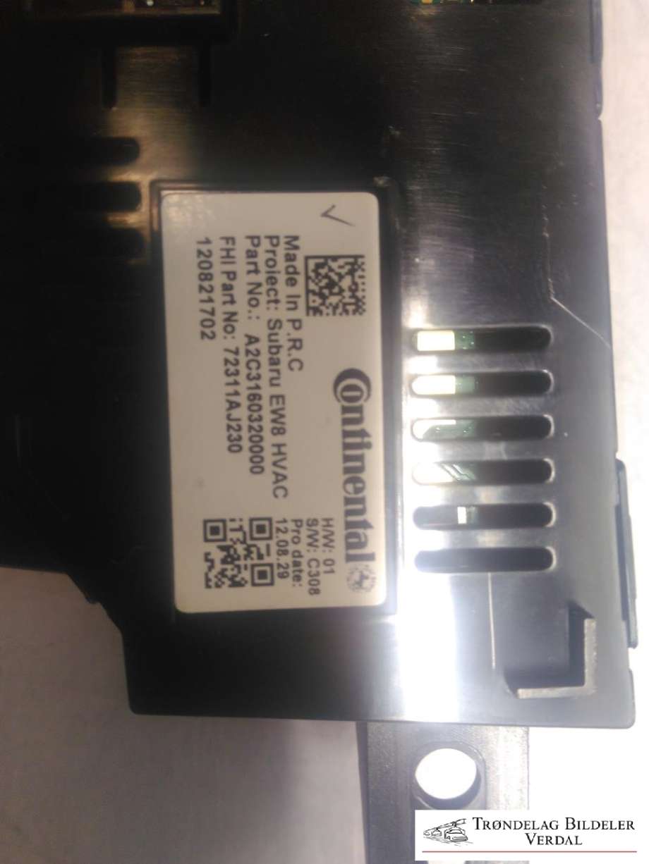 Varmeapparat betjening til Subaru Outback 2009-2014 (Type IV)  (A2C3160320000|72311AJ230|)
