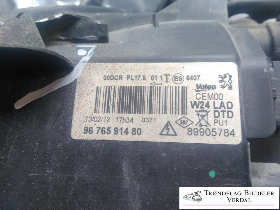 Frontlykt høyre xenon til Peugeot 508 2011-2014 (Type I, Fase 1)  (96 765 914 80|)