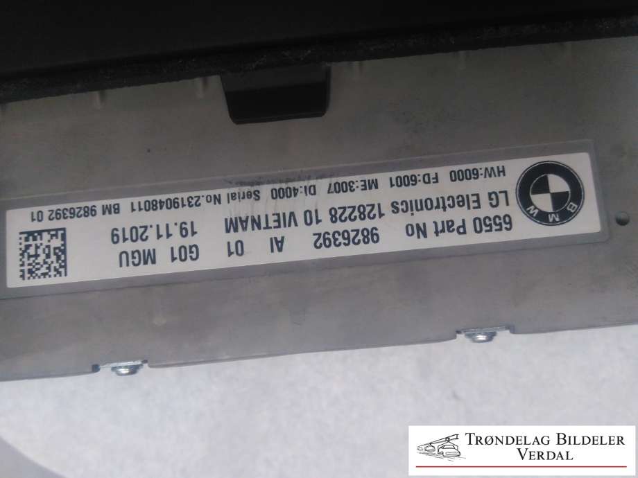 Multimedia display (MCU - Media Controller Unit) til BMW X3 2017-->> (G01) (G01) (65509826392|)