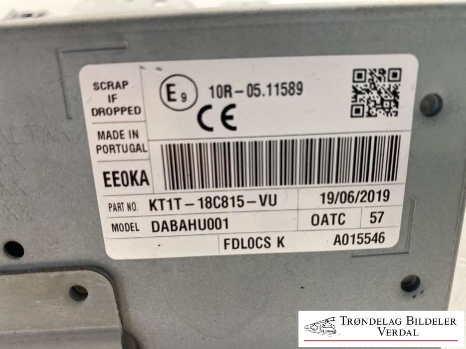 Bilstereo til Ford Transit Connect 2018-->> Type II, Fase 2  (KT1T18C815VU|)