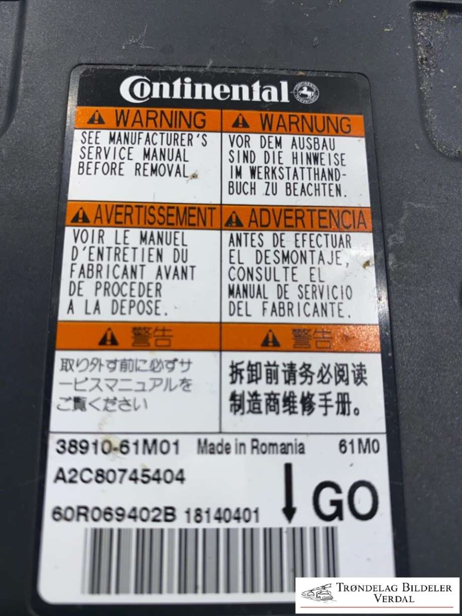 Airbag elektronikk til Suzuki SX4 S-CROSS 2013-->> (Type II) (3891061M01|)