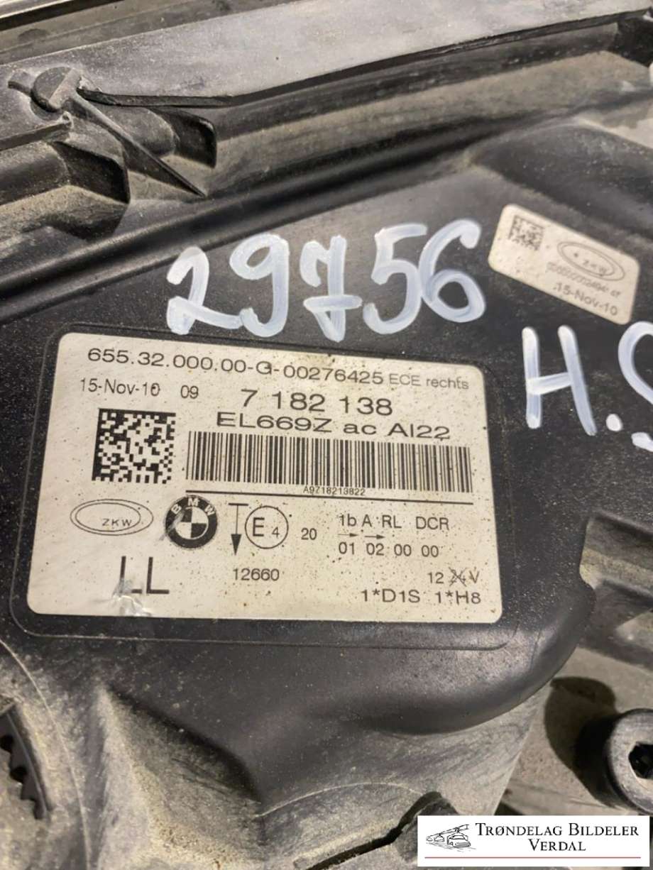 Frontlykt høyre xenon til BMW 7-Serie 2009-2015 (F01/F02/F03/F04) (F01/F02/F03/F04) (7182138|)