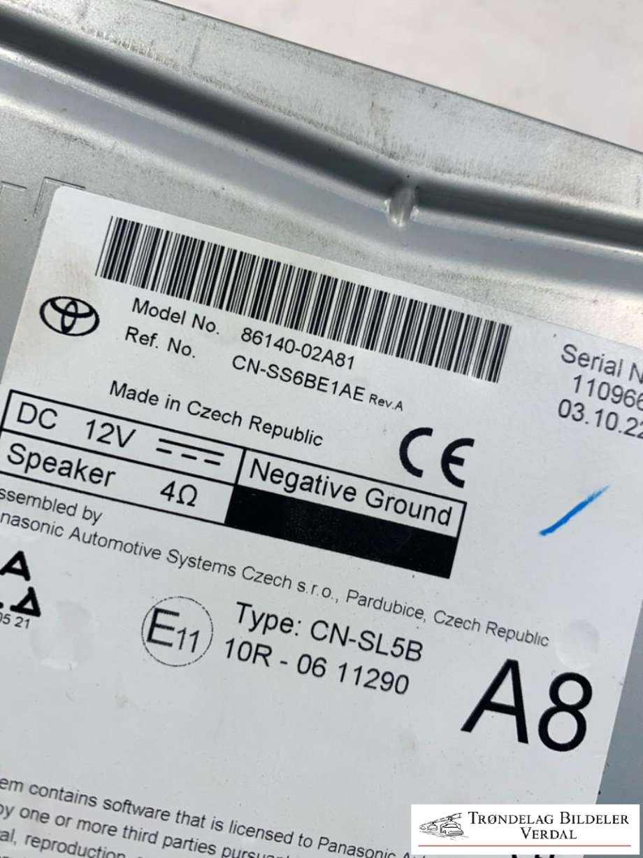 Bilstereo til Toyota Corolla 2019-->>  (8614002A81|)