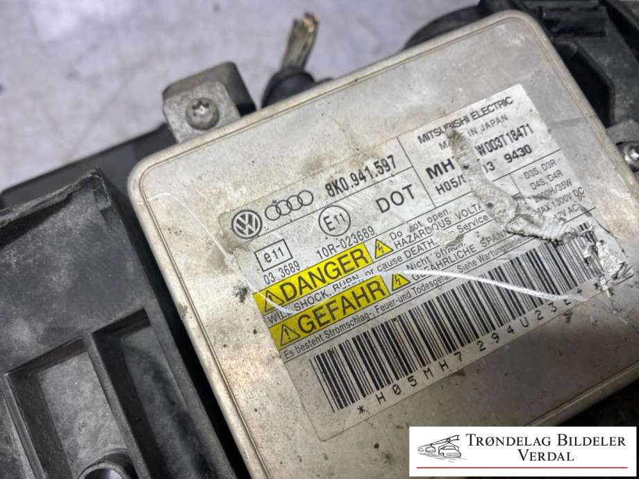 Frontlykt venstre xenon til Audi A6 2008-2011 (Type III, Fase 2) (C6) (C6) (4F0941003|4F0941329D|8K0941597)