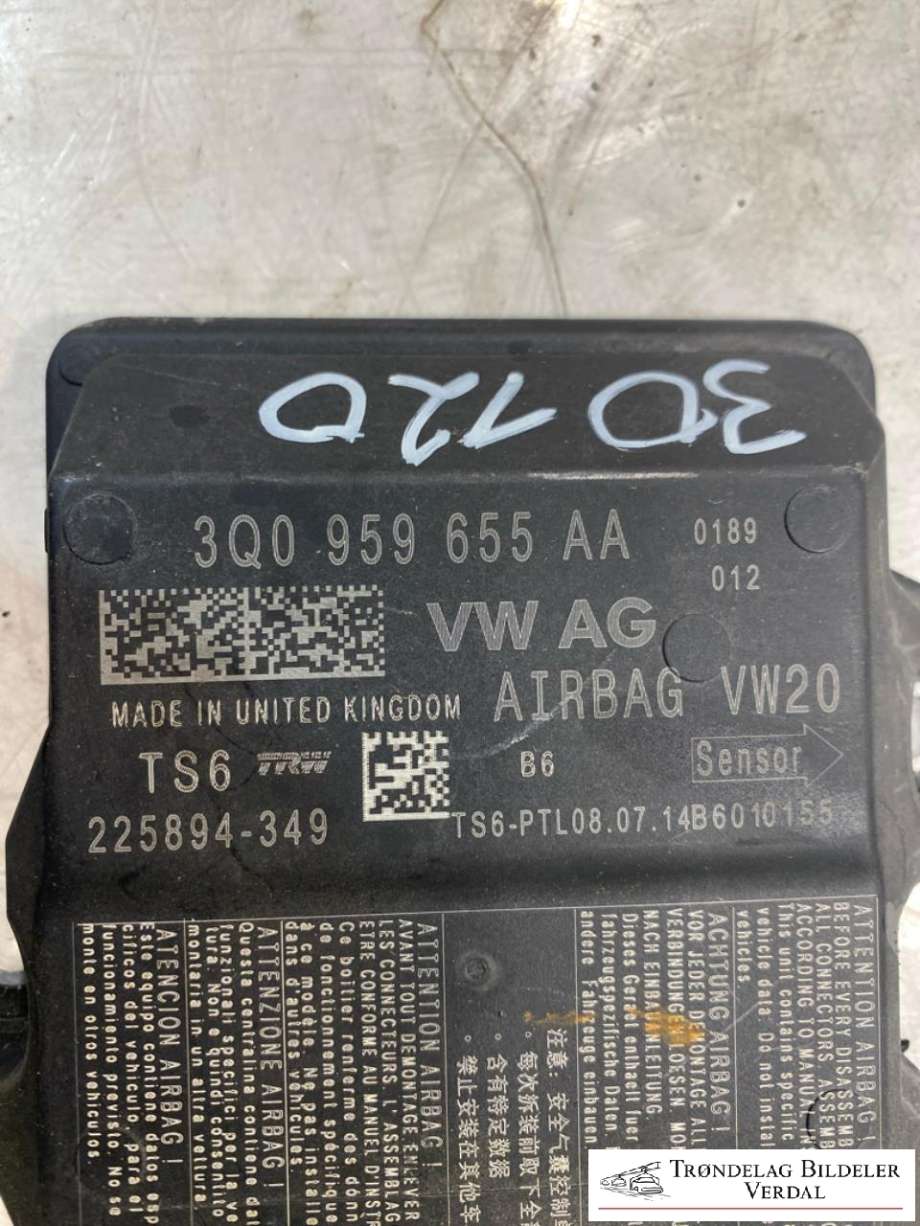 Airbag elektronikk til Škoda Octavia 2013-2016 (Type III, Fase 1)  (3Q0959655AA|)