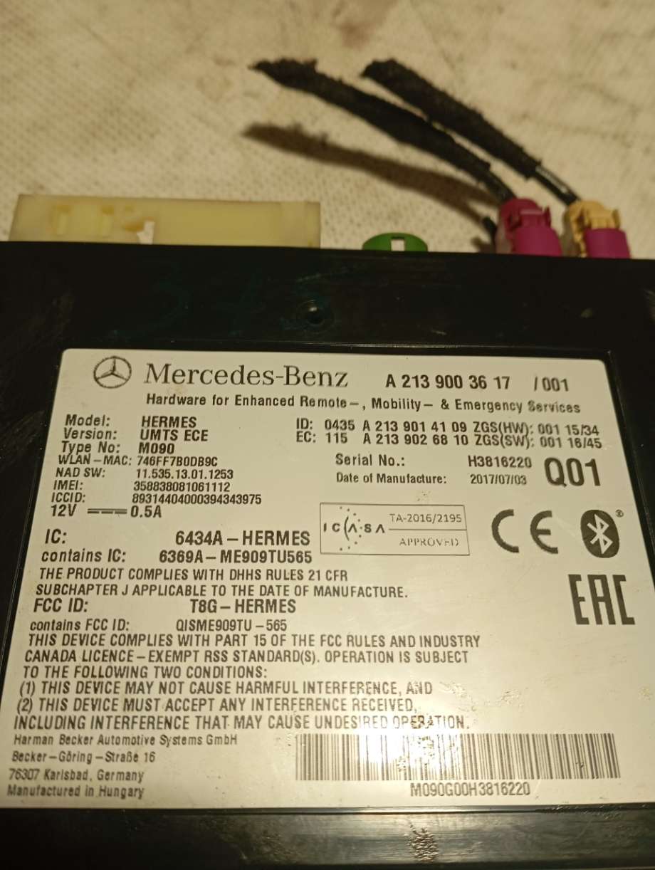 Styreenhet bluetooth til Mercedes S-Klasse 2013-2020 (W222) (W222) (|a2139003617)