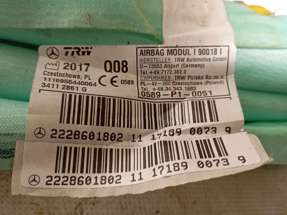 Airbag gardin venstre til Mercedes S-Klasse 2013-2020 (W222) (W222) (|2228601802)