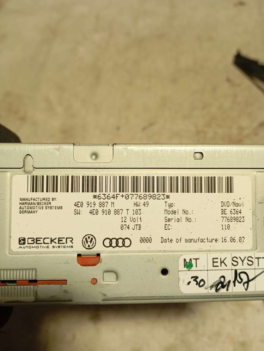 Bilstereo diverse til Audi A6 2005-2008 (Type III, Fase 1) (C6) (C6) (|4e0919887m)