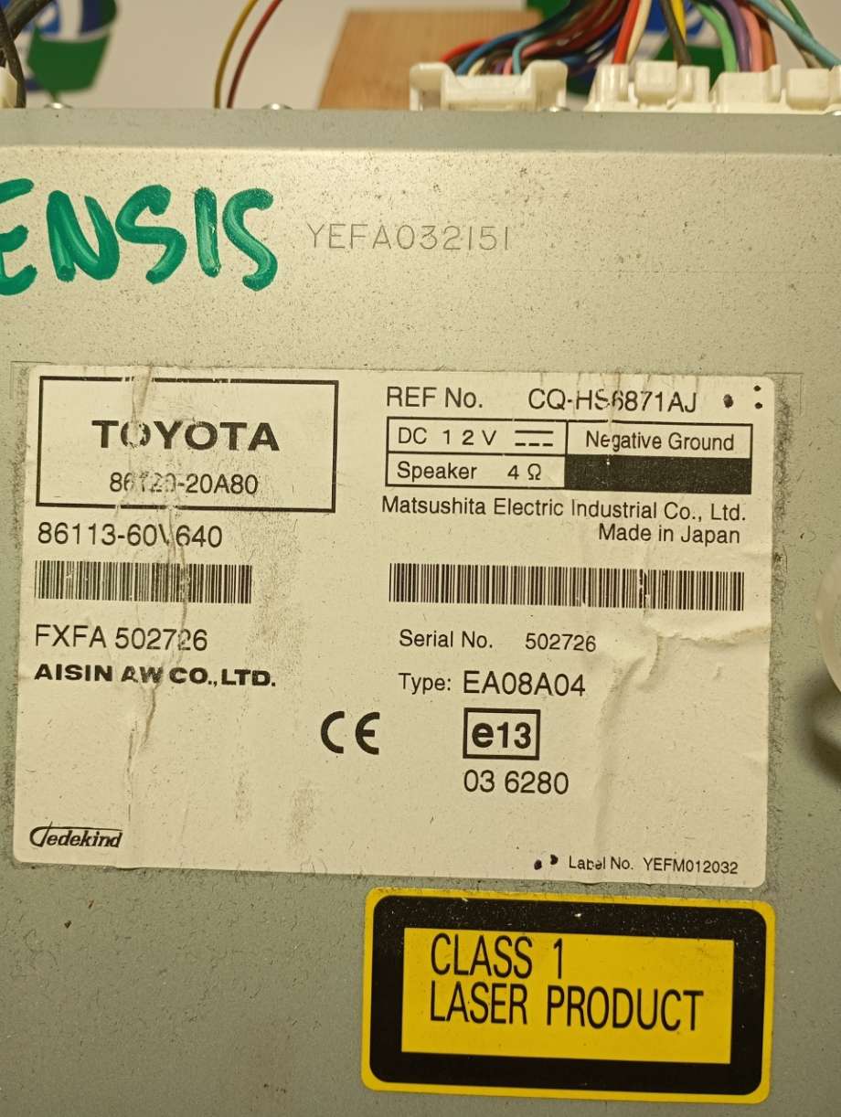 Bilstereo navigasjon til Toyota Avensis 2009-2015 (Type III, Fase 1)  (|8612020a80|8611360v640)