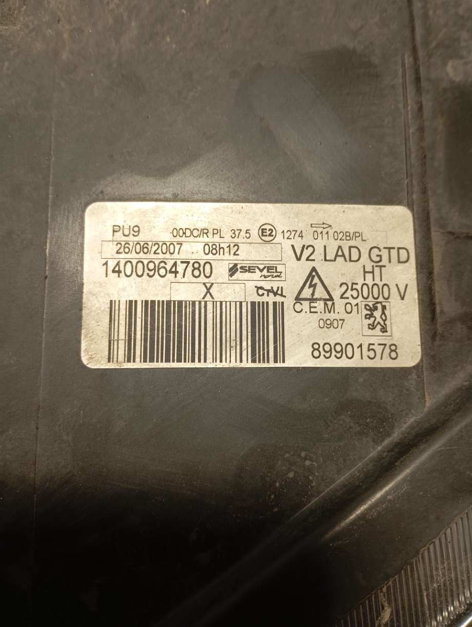 Frontlykt venstre xenon til Peugeot 807 2003-2009  (|89901578)