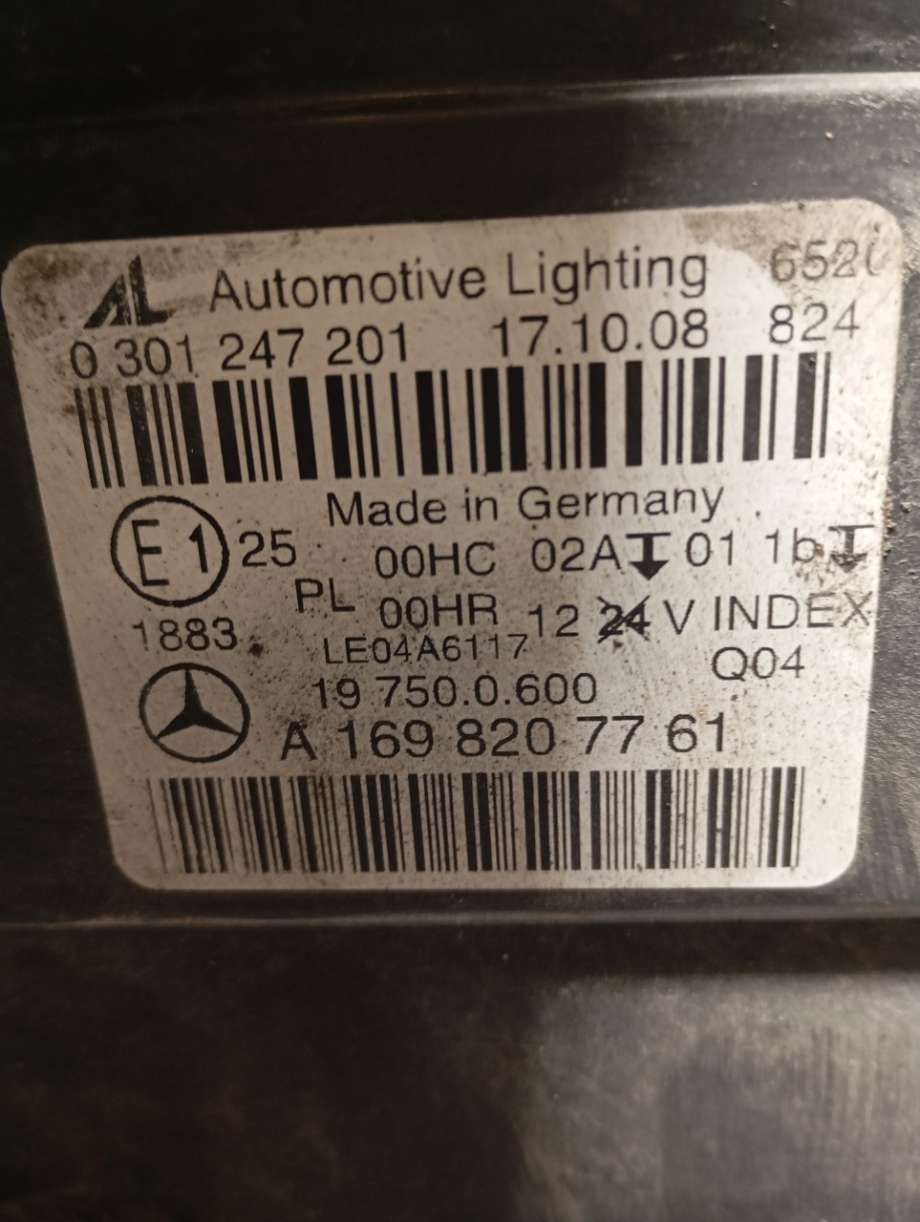 Frontlykt venstre halogen til Mercedes B-Klasse 2005-2008 (Fase 1) (W245) (W245) (|a1698201761)