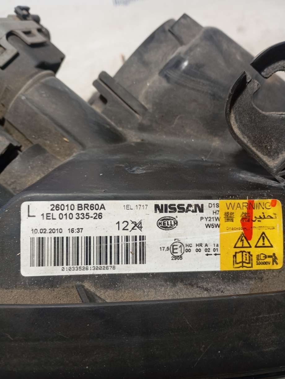 Frontlykt høyre xenon til Nissan Qashqai 2010-2014 (Type I, Fase 2) (26010br60a|)