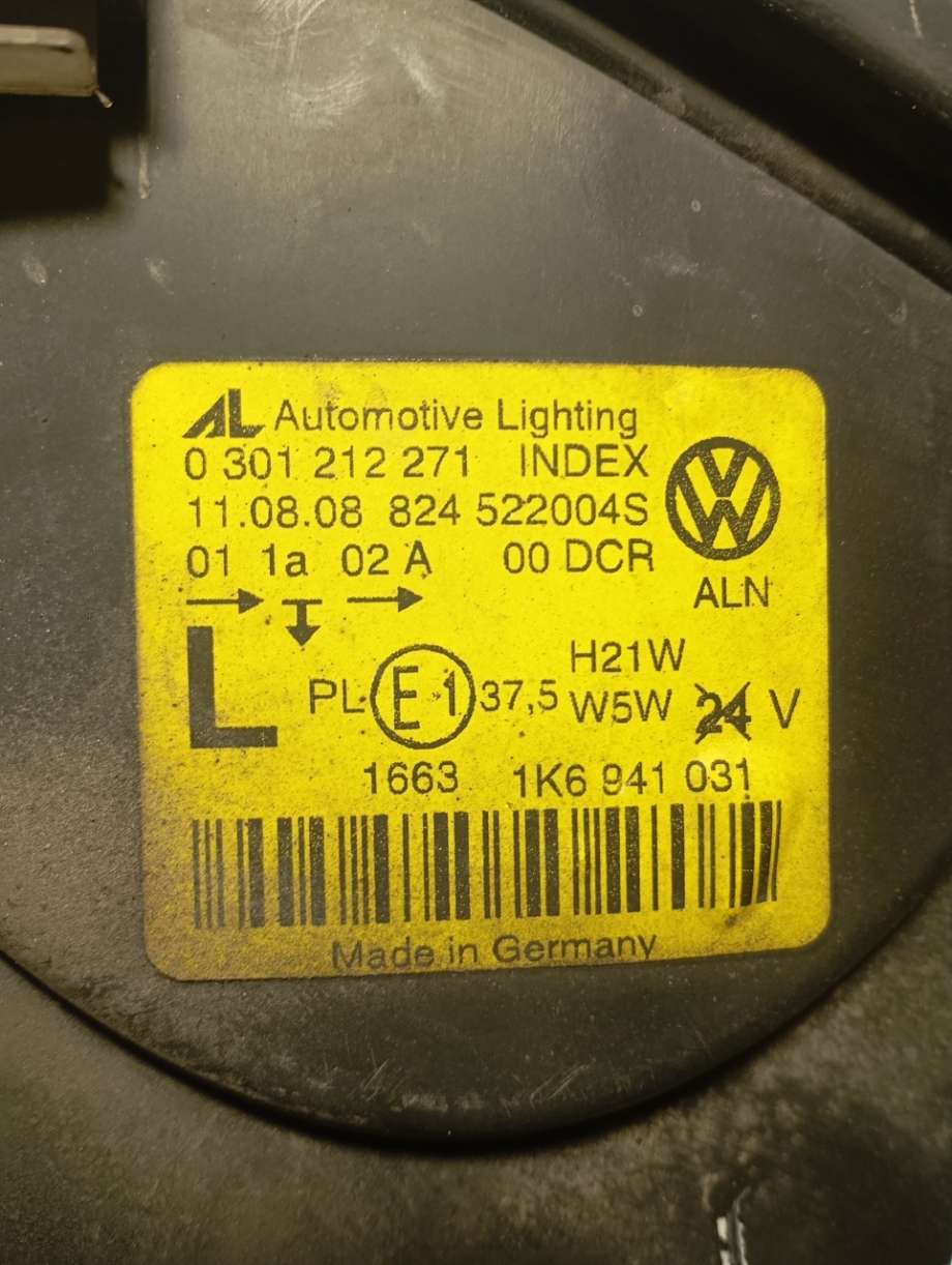 Frontlykt venstre xenon til VW Golf V, Combi 2003-2008  (|1k6941031|0301212271)