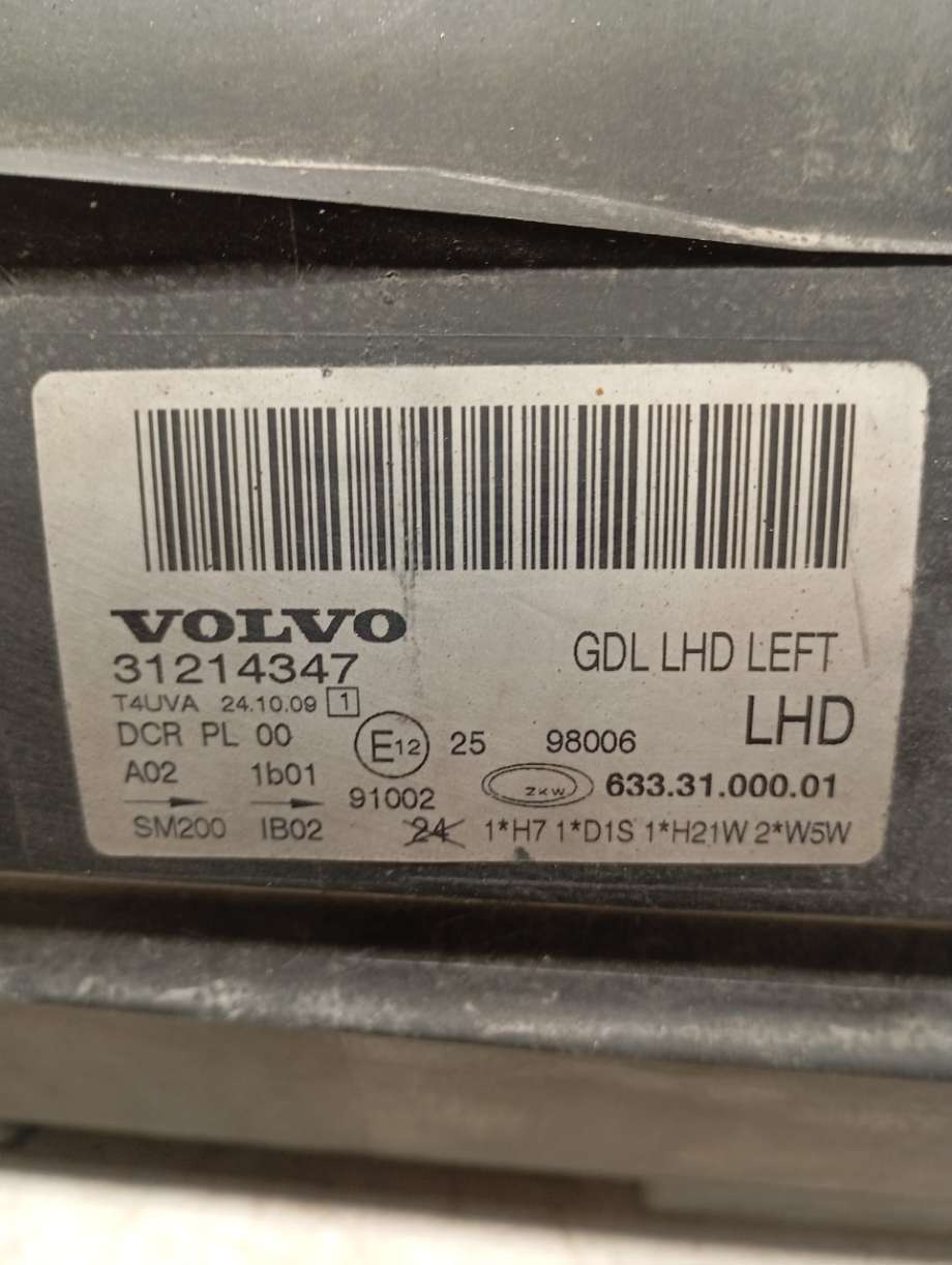 Frontlykt venstre xenon til Volvo V70 2007-2013 (Type III, Fase 1) (|31214347)