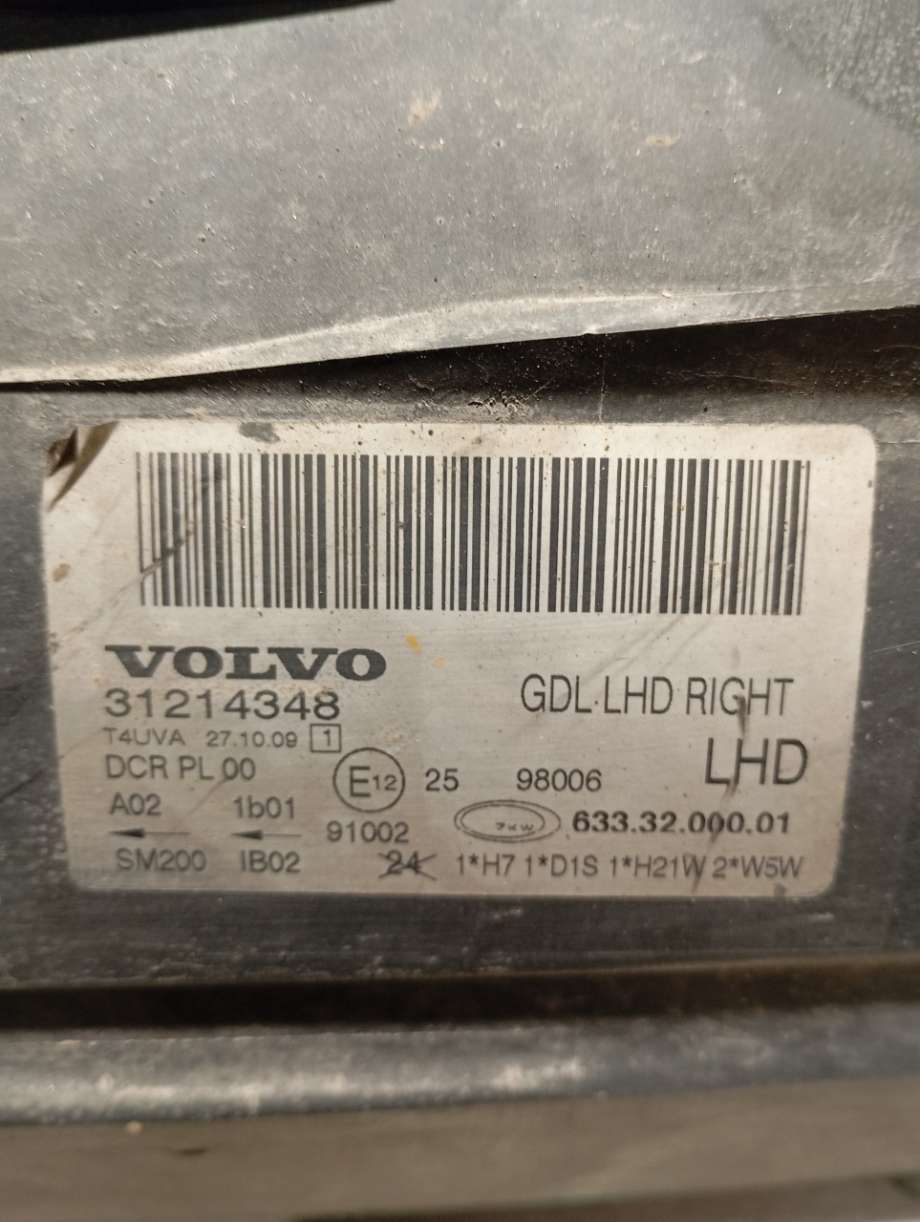 Frontlykt høyre xenon til Volvo V70 2007-2013 (Type III, Fase 1) (|31214348)