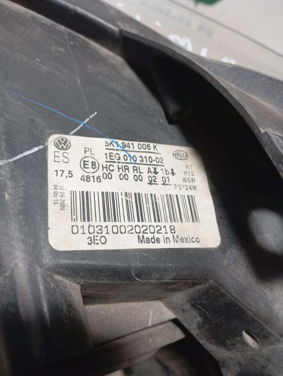 Frontlykt høyre halogen til VW Golf VI 2008-2012  (|5k1941006k)