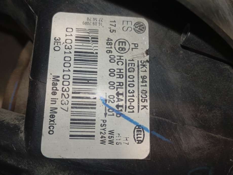 Frontlykt venstre halogen til VW Golf VI 2008-2012 (|5k1941005k)