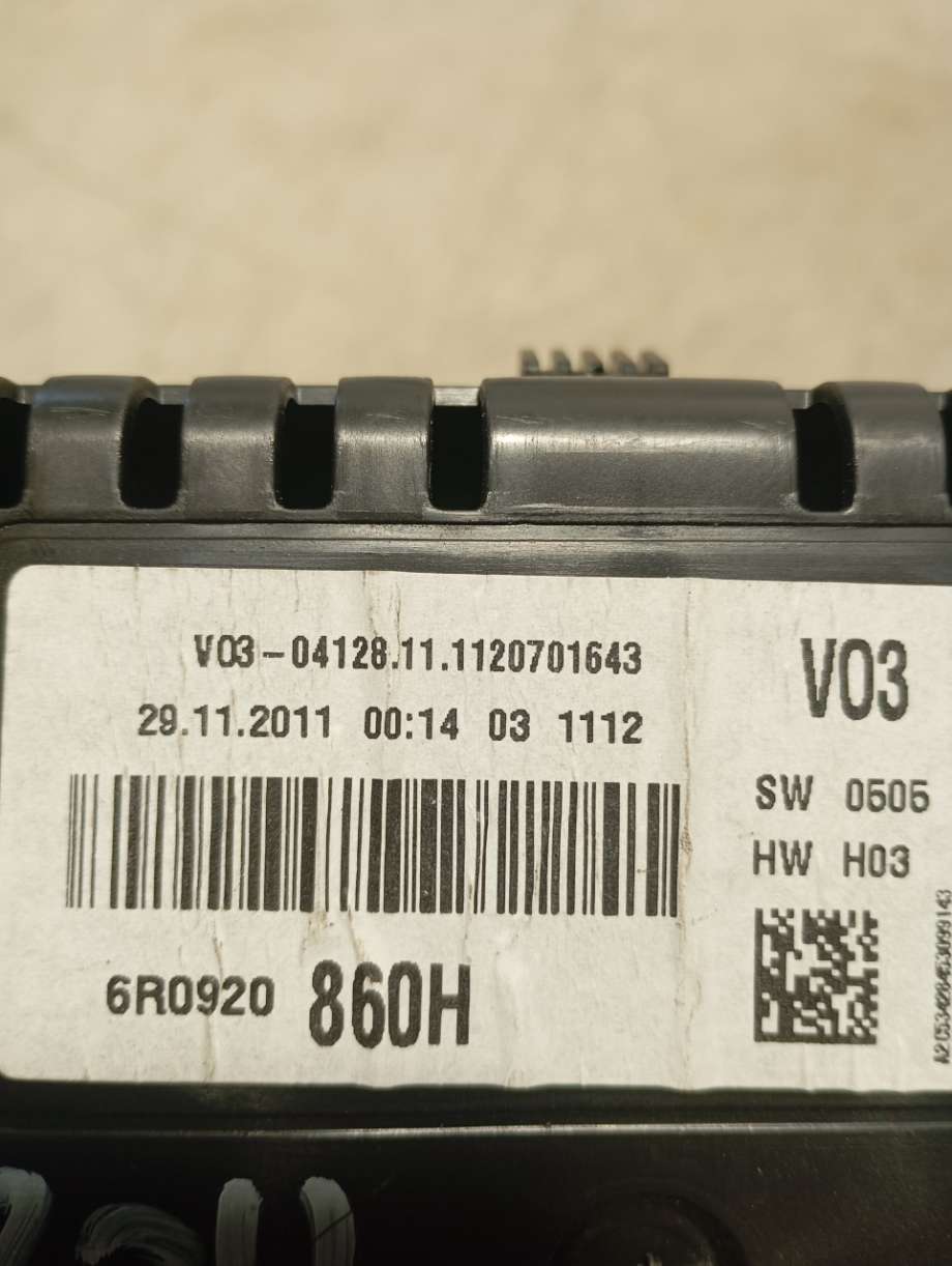 Speedometer til VW Polo 2009-2014 (Type V, Fase 1)  (|6r0920860h)
