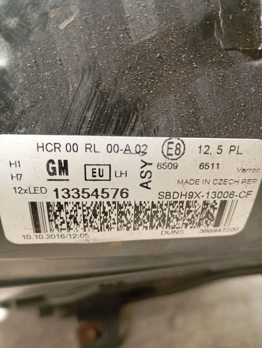 Frontlykt venstre halogen til Opel Adam 2013-2016 (|13354576|sbdh9x13006cf)