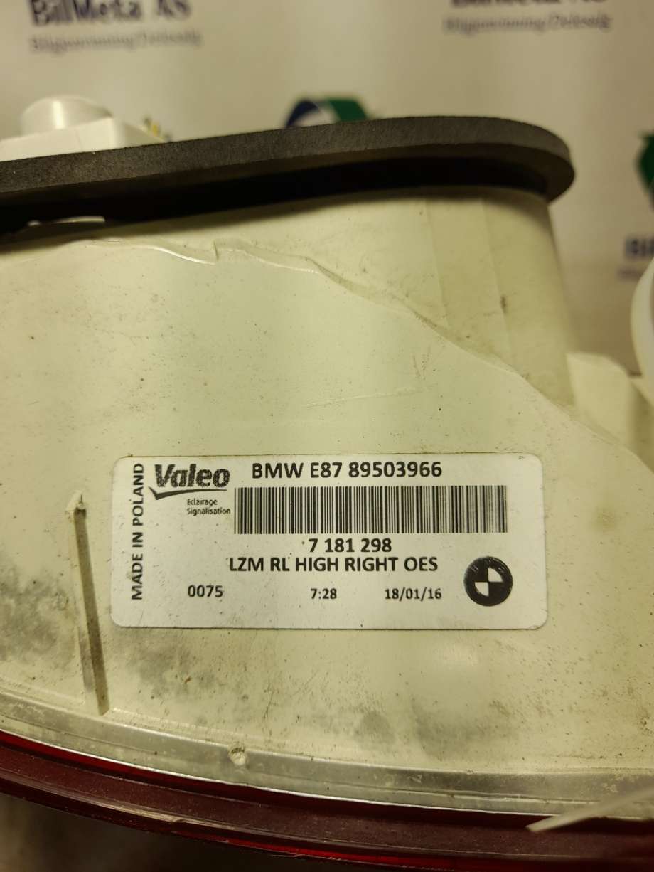 Baklykt høyre til BMW 1-Serie 2004-2011 (E81/E82/E87/E88) (E81/E82/E87/E88) (|89503966)