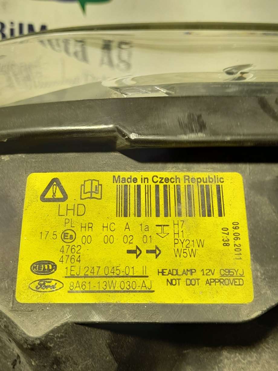 Frontlykt høyre halogen til Ford Fiesta 2008-2012 (Type VI, Fase 1)  (|8a6113w029aj)
