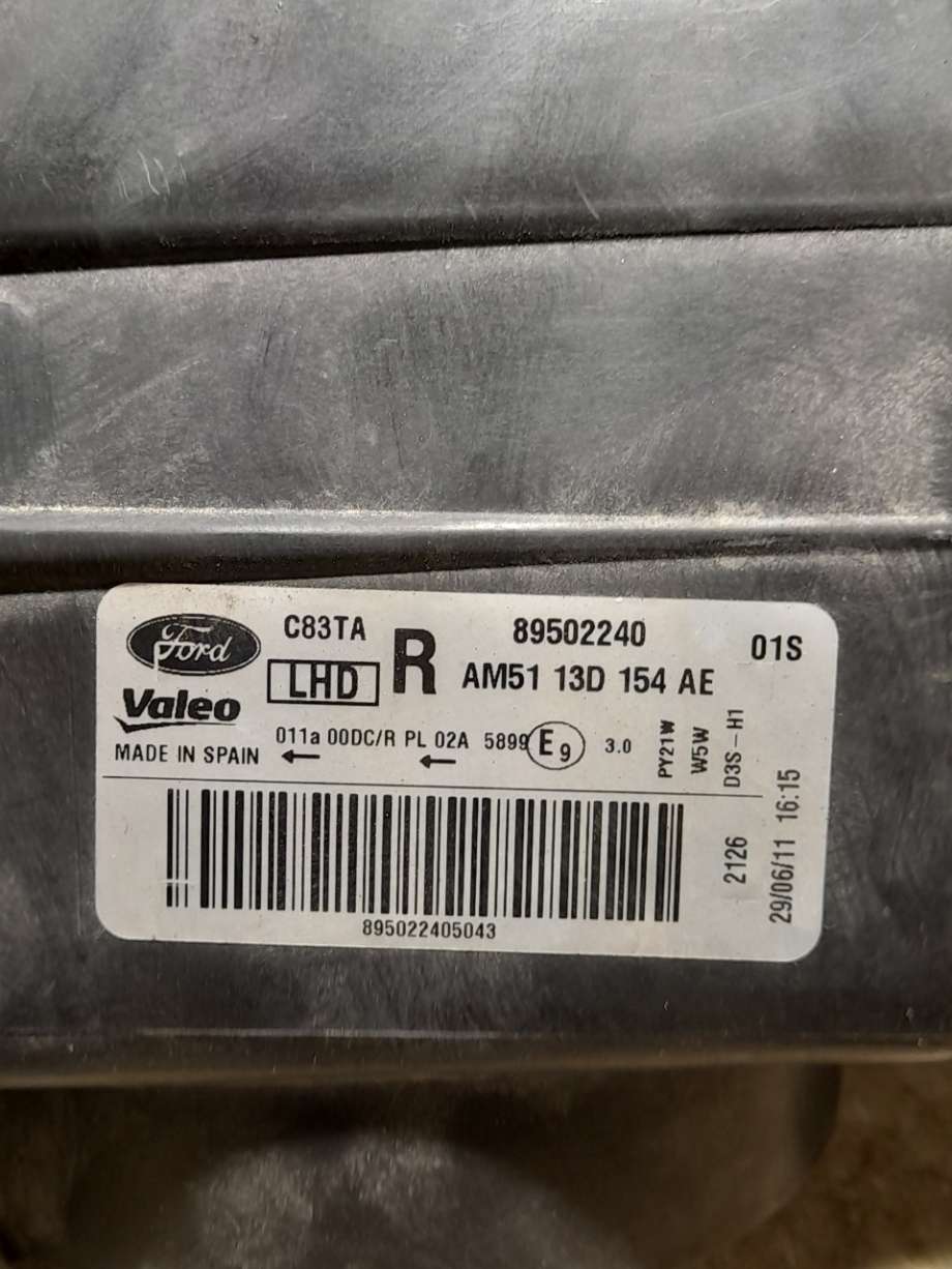 Frontlykt høyre xenon til Ford C-Max 2010-2015 (Type II, Fase 1) (|89502240|am5113d154ae)