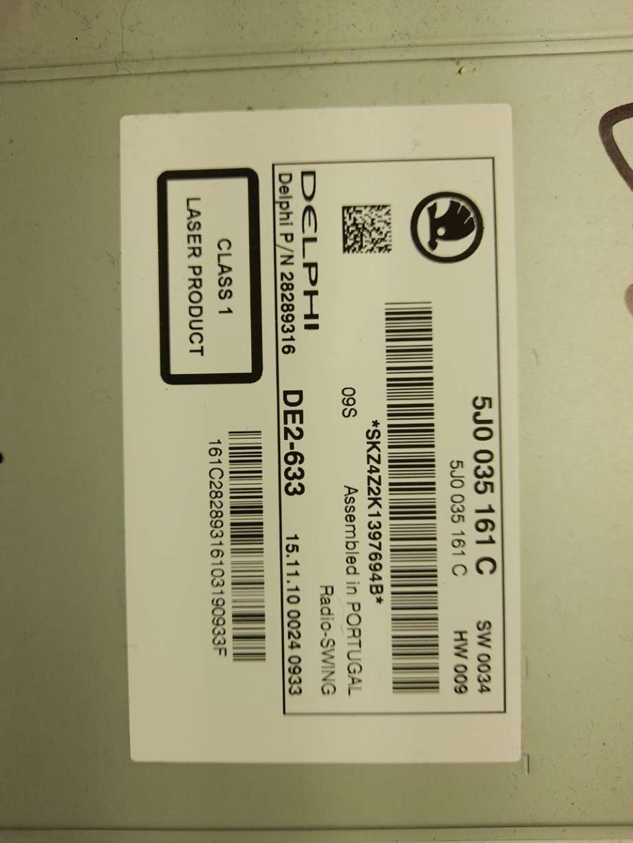 Bilstereo til Škoda Fabia 2007-2010 (Type II, Fase 1)  (|5j0035161C)