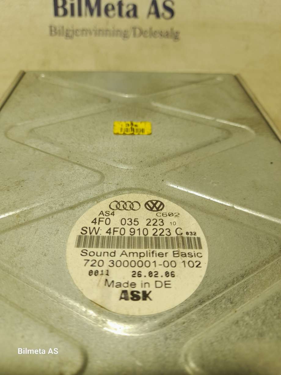 Bilstereo forsterker til Audi A6 2005-2008 (Type III, Fase 1) (C6) (C6) (|4F0035223|4F0910223C)
