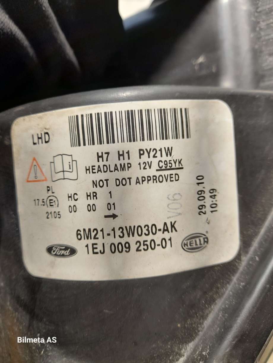Frontlykt venstre halogen til Ford S-Max 2006-2010 (Type I, Fase 1)  (|6m2113w030ak)