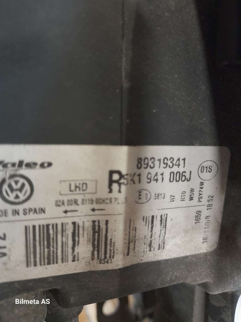 Frontlykt høyre halogen til VW Golf VI 2008-2012  (|5k1941006j)