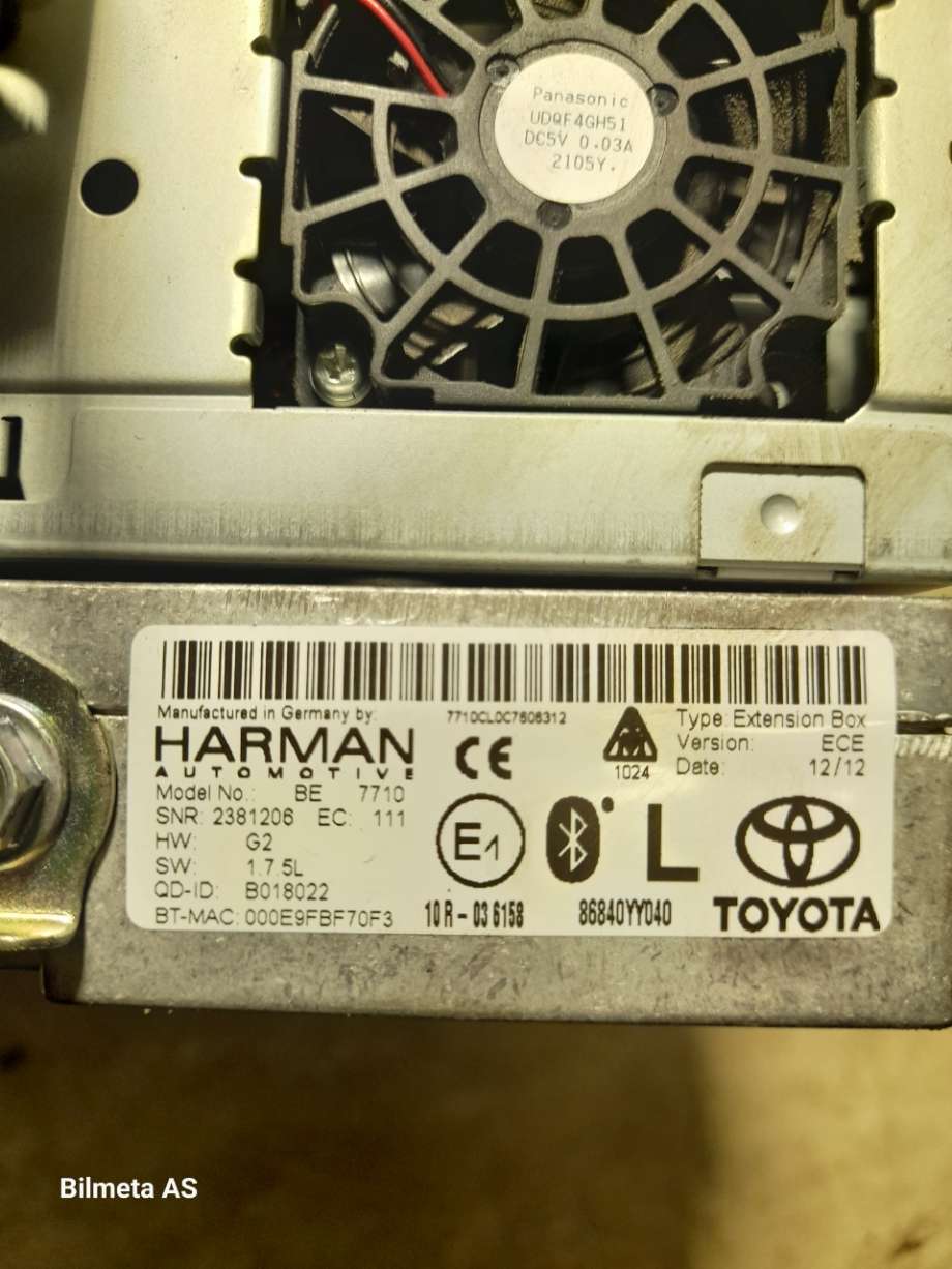 Bilstereo til Toyota Auris 2010-2012 (Type I, Fase 2)  (|8614002100)