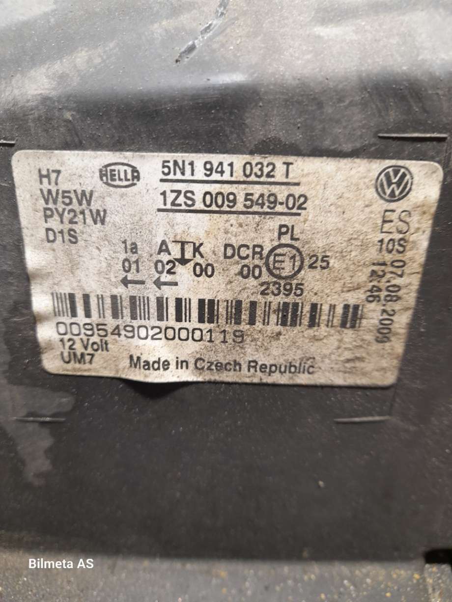 Frontlykt høyre xenon til VW Tiguan 2007-2011 (Type I, Fase 1) (|5n1941032t)