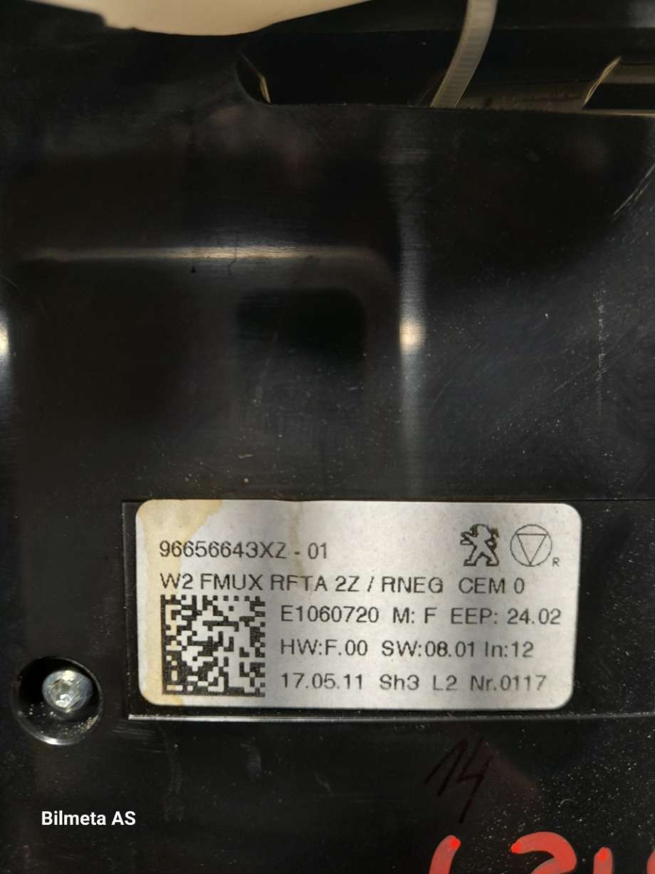 Varmeapparat betjening til Peugeot 508 2011-2014 (Type I, Fase 1)  (|96656643xz)
