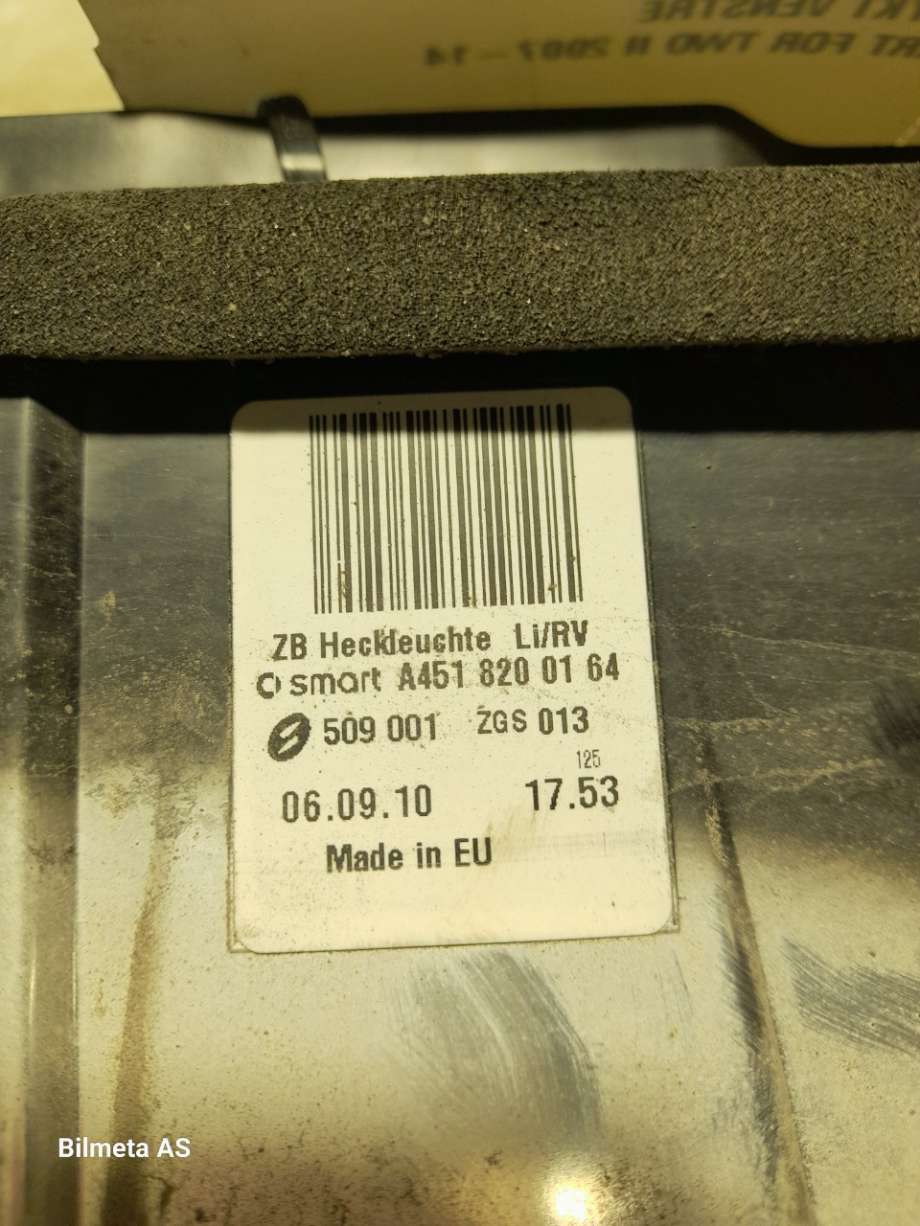 Baklykt venstre til Smart Fortwo 2007-2014 (Type II) (W451) (W451) 