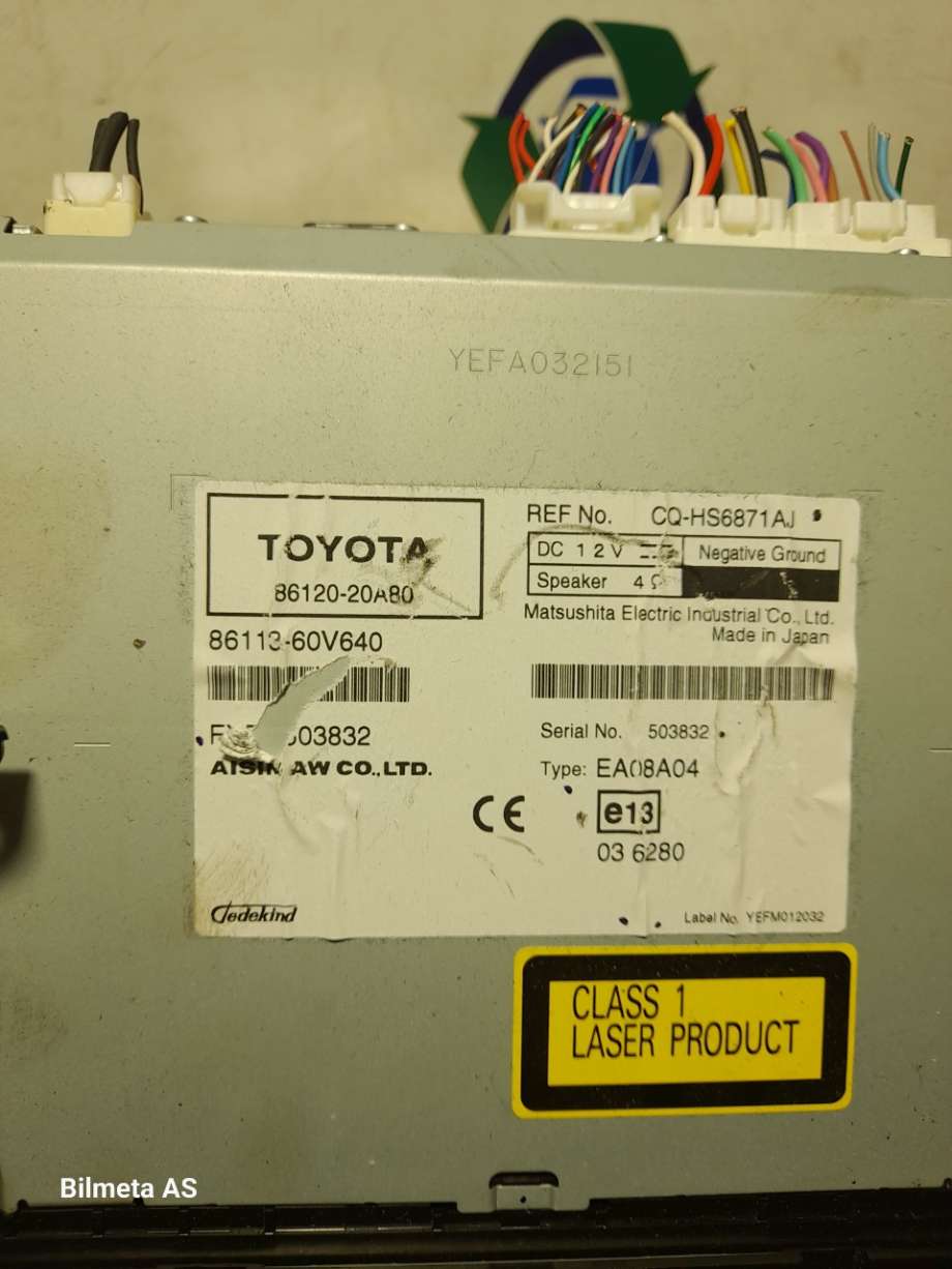 Bilstereo navigasjon til Toyota Avensis 2009-2015 (Type III, Fase 1)  (|8612020a80|8611360v640)