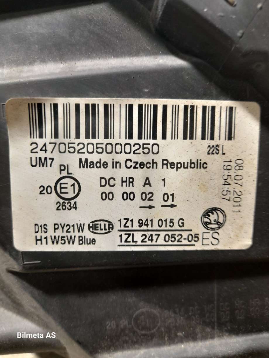 Frontlykt venstre xenon til Škoda Octavia 2005-2008 (Type II, Fase 1) (|1z1941015g)