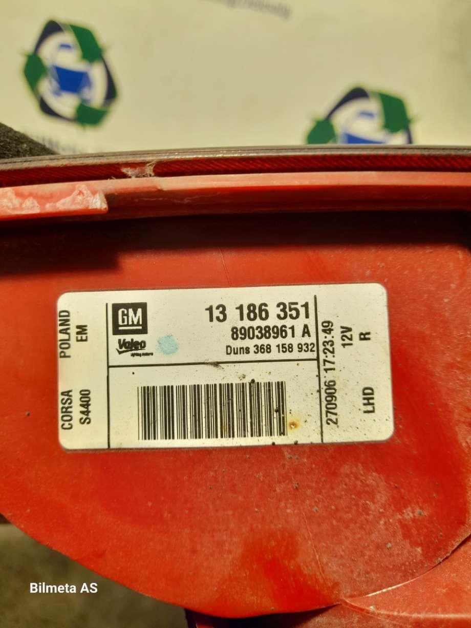 Baklykt høyre til Opel Corsa D 2006-2014  (|13186351)