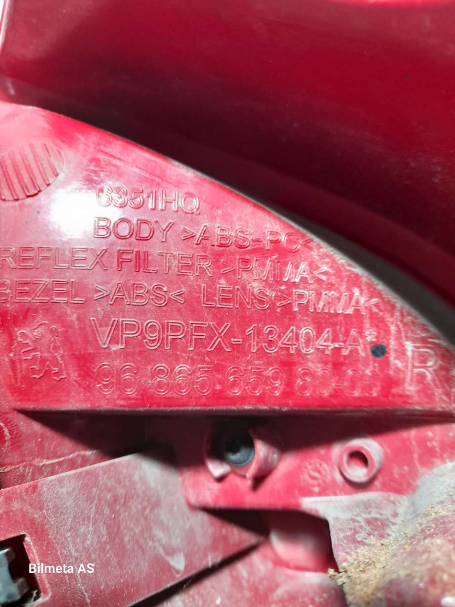 Baklykt høyre til Peugeot 207 2006-2012  