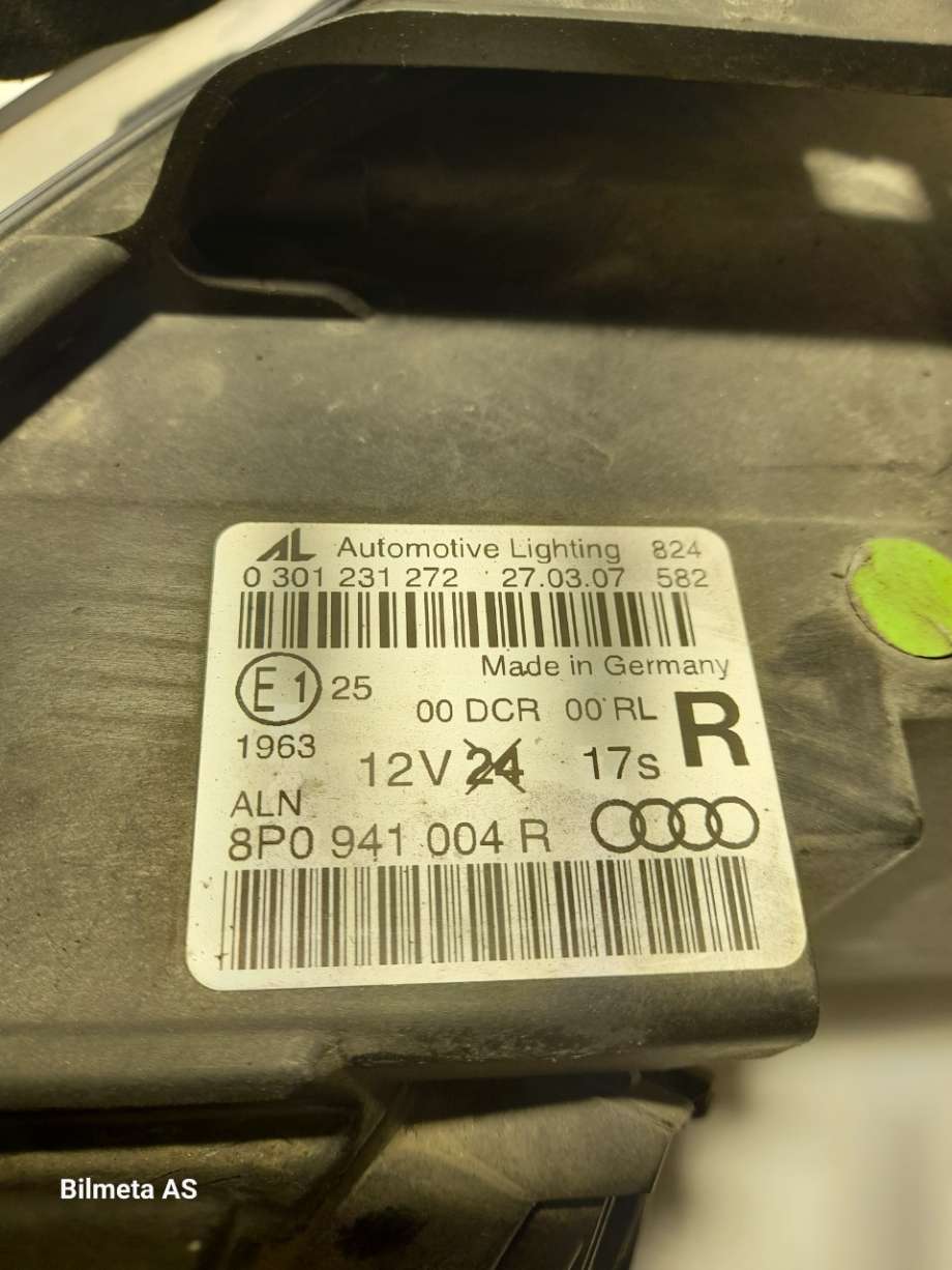 Frontlykt høyre xenon til Audi A3 2003-2008 (Type II, Fase 1) (|8p0941004r|0301231272)