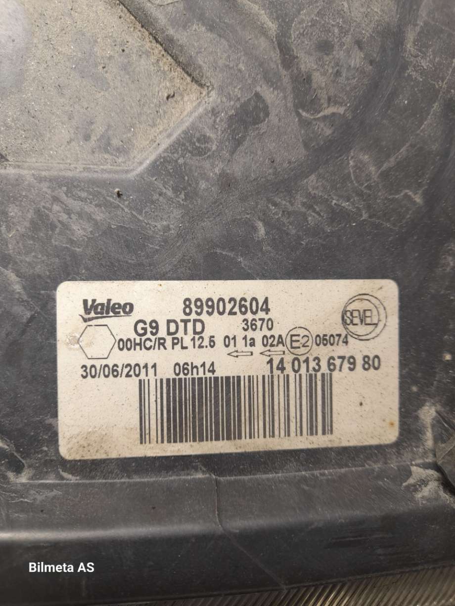 Frontlykt høyre halogen til Peugeot Expert 2007-2016 (Type II) (|89902604)