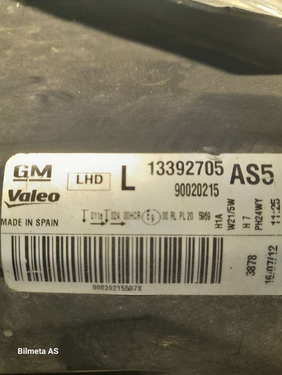 Frontlykt venstre halogen til Opel Corsa D 2006-2014  (|13392705|90020215)