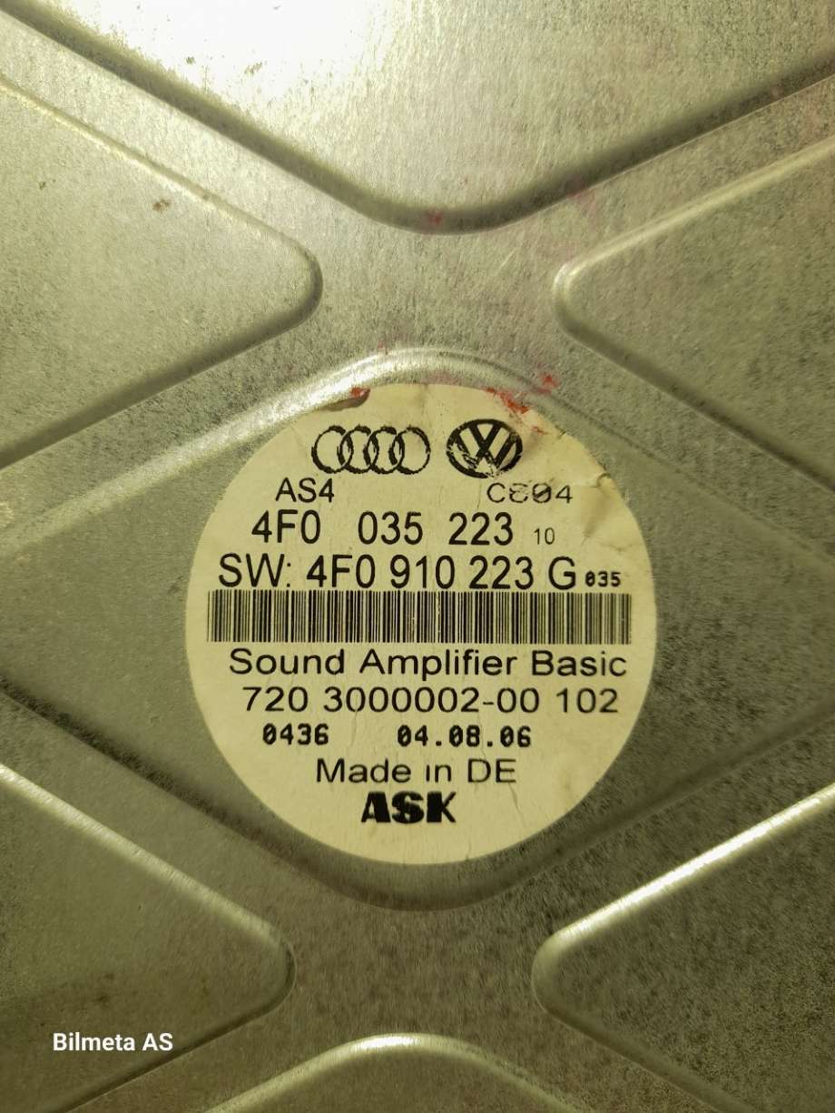 Bilstereo forsterker til Audi A6 2005-2008 (Type III, Fase 1) (C6) (C6) (|4f0910223g)