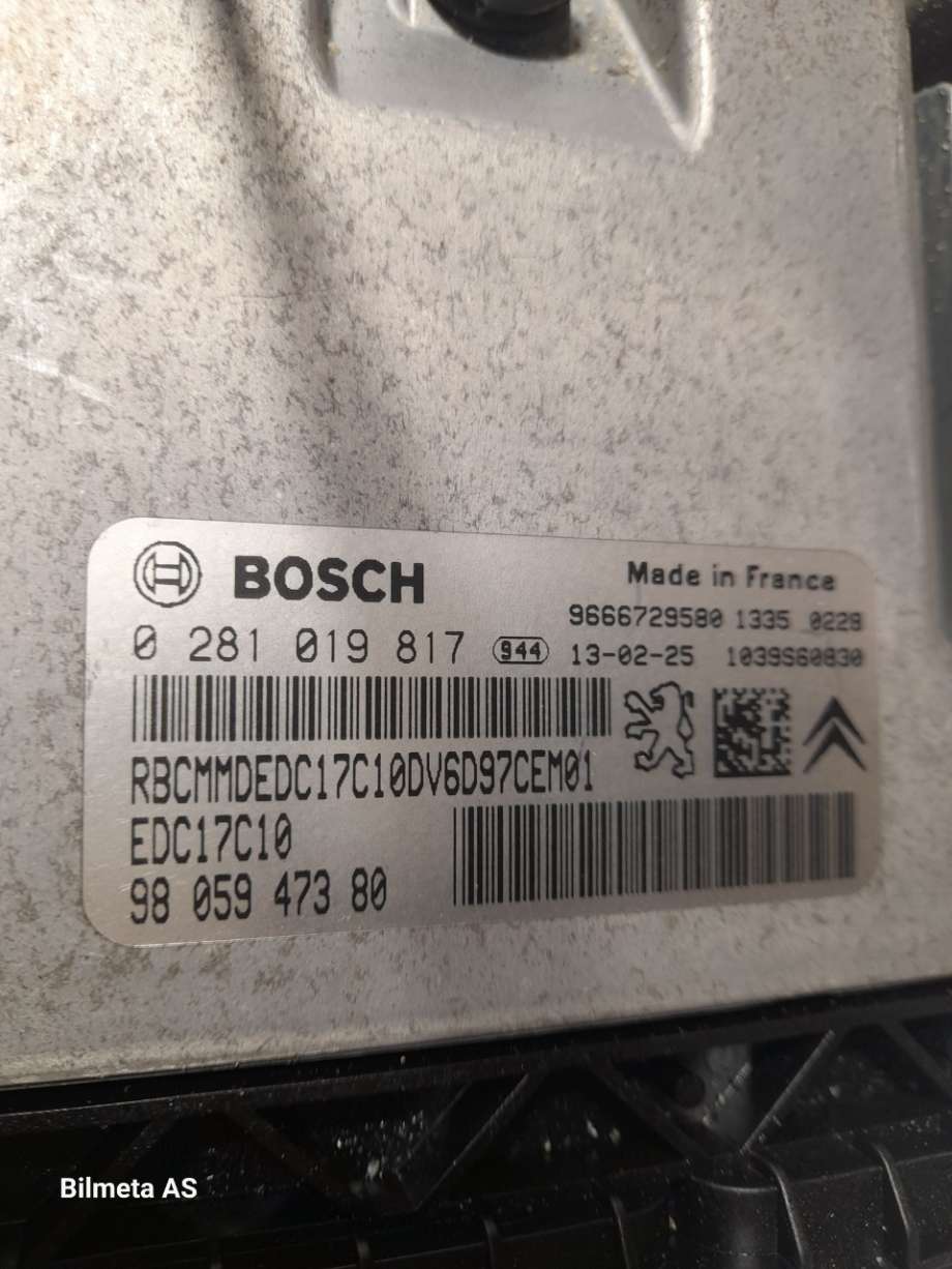 Styreenhet motor til Peugeot Partner 2008-2015 (Type II, Fase 1)  (|9805947380|edc17c10)