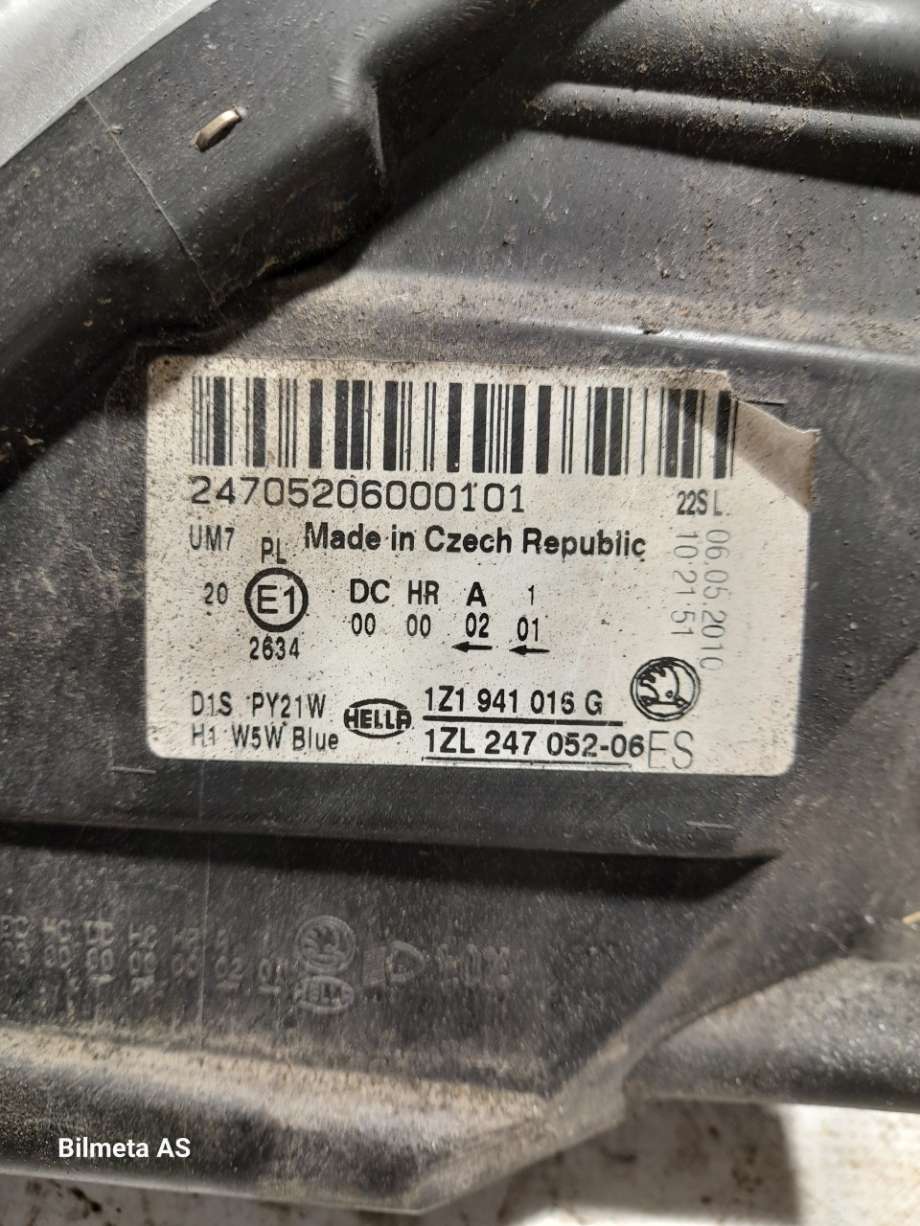 Frontlykt høyre xenon til Škoda Octavia 2005-2008 (Type II, Fase 1) (|1Z1941016G)