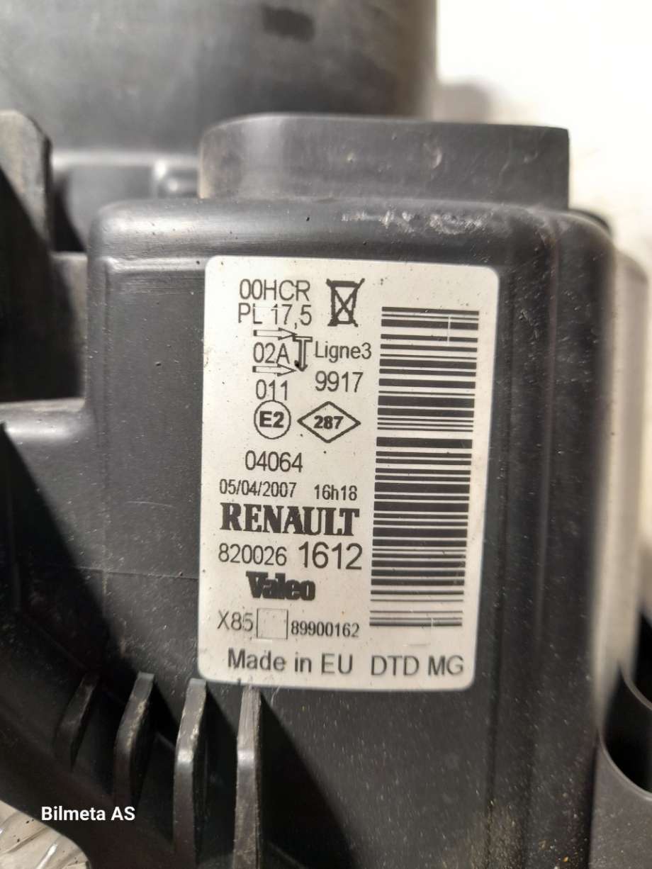 Frontlykt høyre halogen til Renault Clio 2006-2009 (Type III, Fase 1)  (|8200261612)