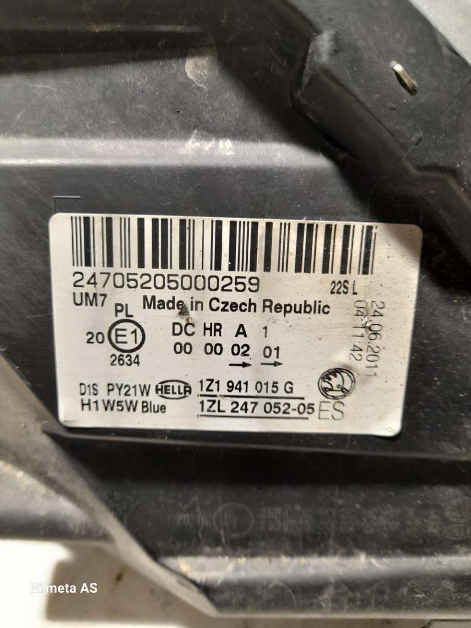 Frontlykt venstre xenon til Škoda Octavia 2005-2008 (Type II, Fase 1)  (|1z1941015g)
