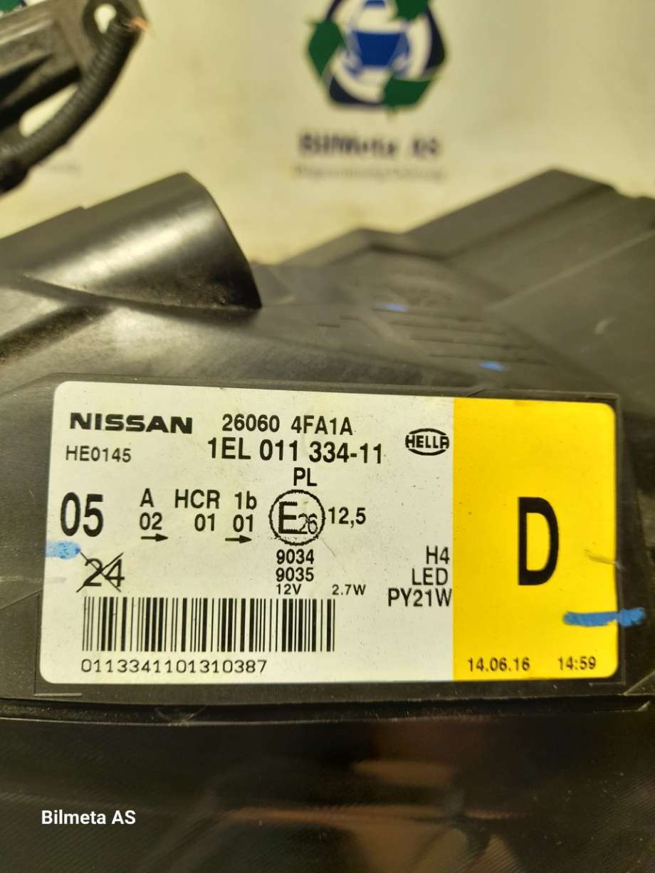 Frontlykt venstre halogen til Nissan E-NV200 2014-->>  (|260604fa1a|1el01133411)
