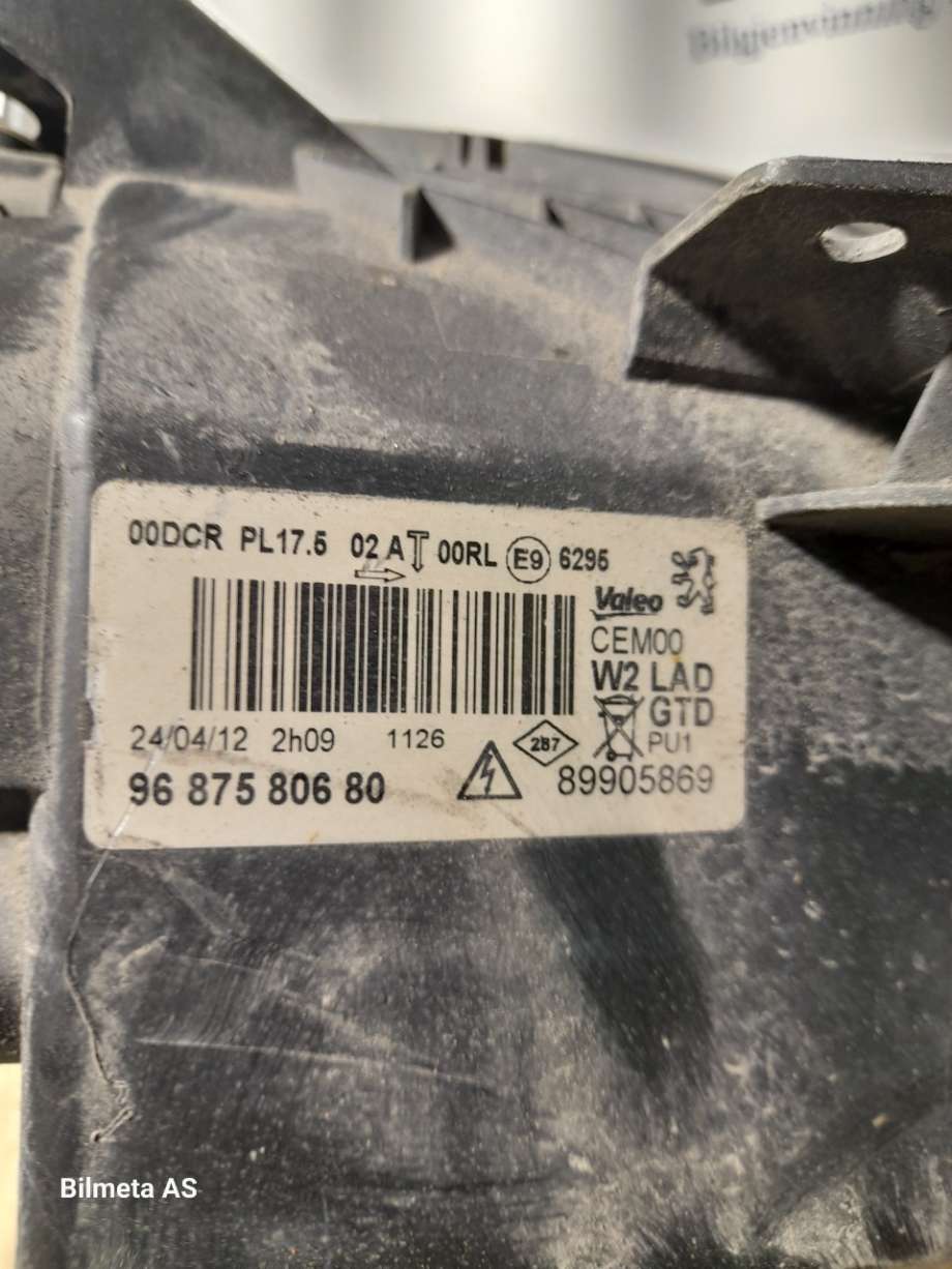 Frontlykt venstre xenon til Peugeot 508 2011-2014 (Type I, Fase 1) (|9687580680)